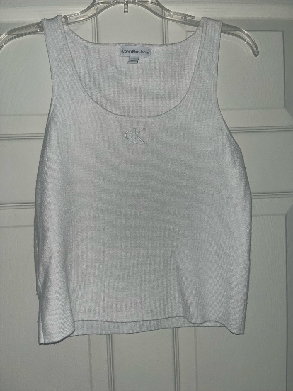 Calvin Klein Jeans White Tank with CK Embroidery